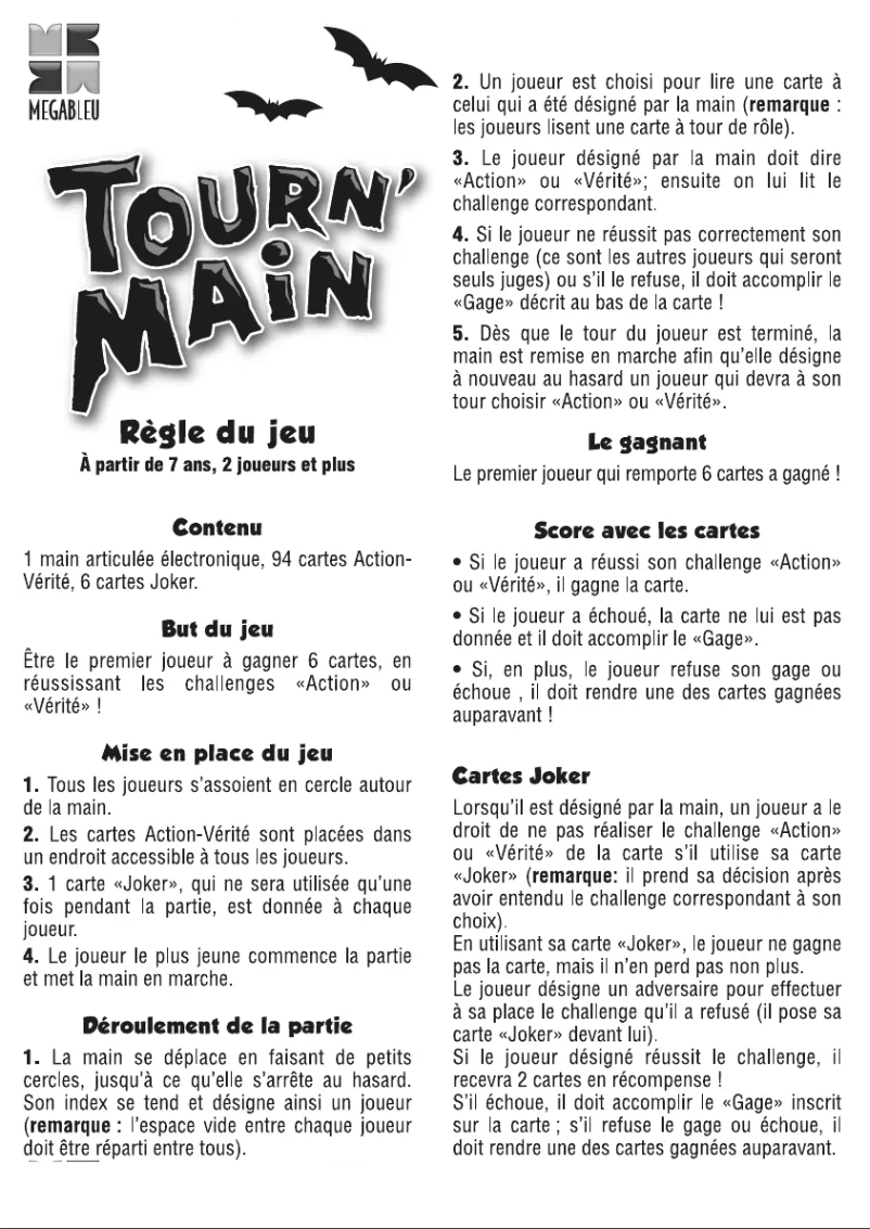 Page n°1 - Manuel utilisateur MEGABLEU Tourn’main