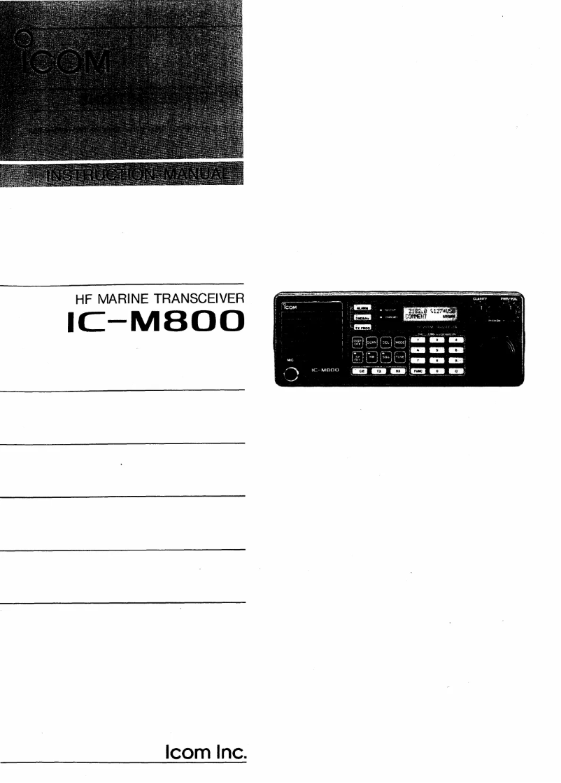 Image de la première page du manuel de l'appareil IC-M800