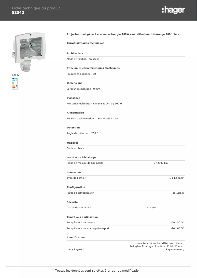Image de la première page du manuel de l'appareil 52542