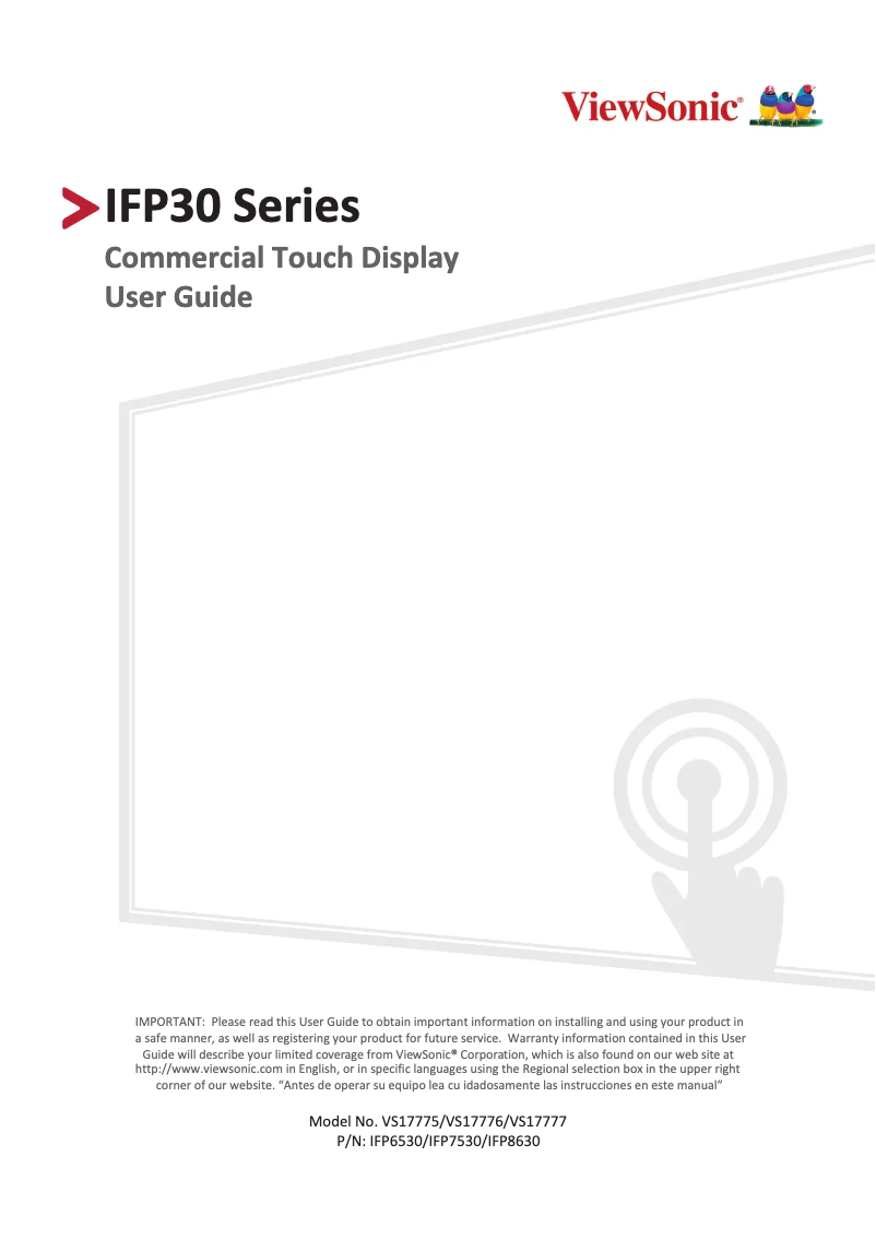 Page n°1 - Manuel utilisateur Viewsonic ViewBoard IFP8630