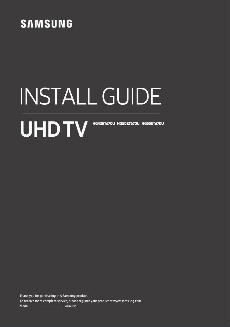 Page 1 de la notice Manuel utilisateur Samsung HG43ET670UE