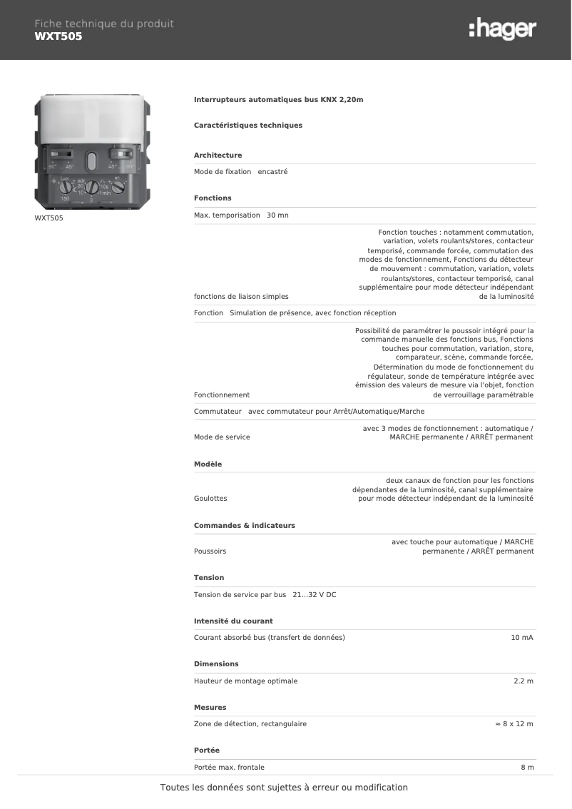 Image de la première page du manuel de l'appareil WXT505