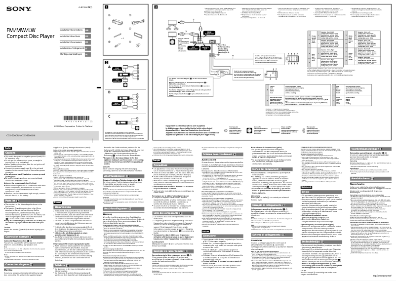 Page 1 de la notice Guide d'installation Sony CDX-G2000UI