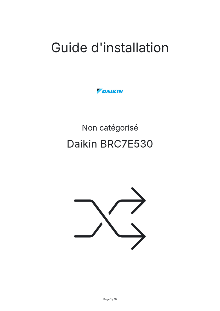 Page n°1 - Guide d'installation Daikin BRC7E530
