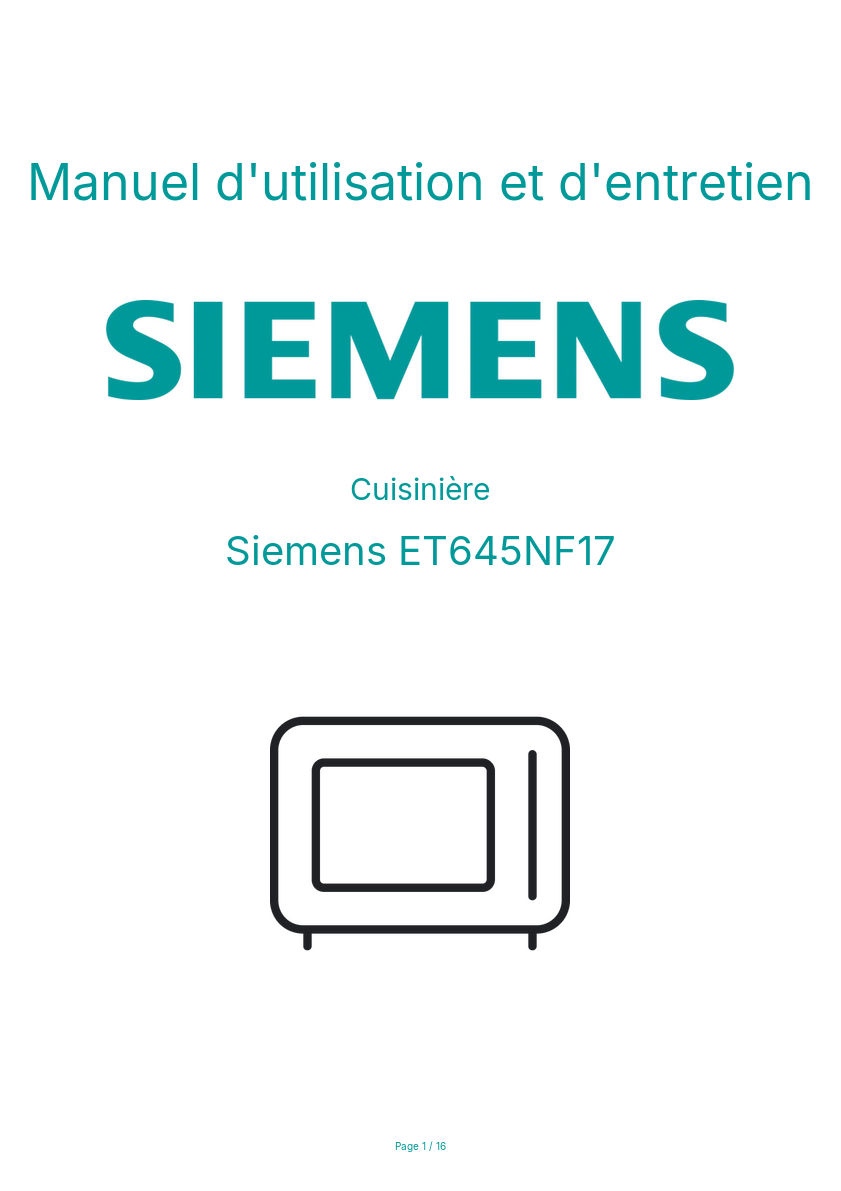 Image de la première page du manuel de l'appareil ET645NF17