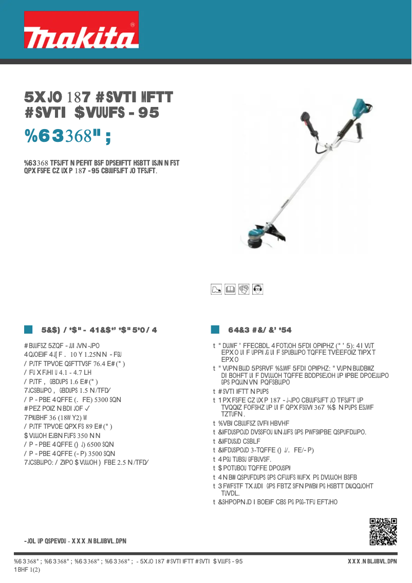 Page 1 de la notice Fiche technique Makita DUR368AZ