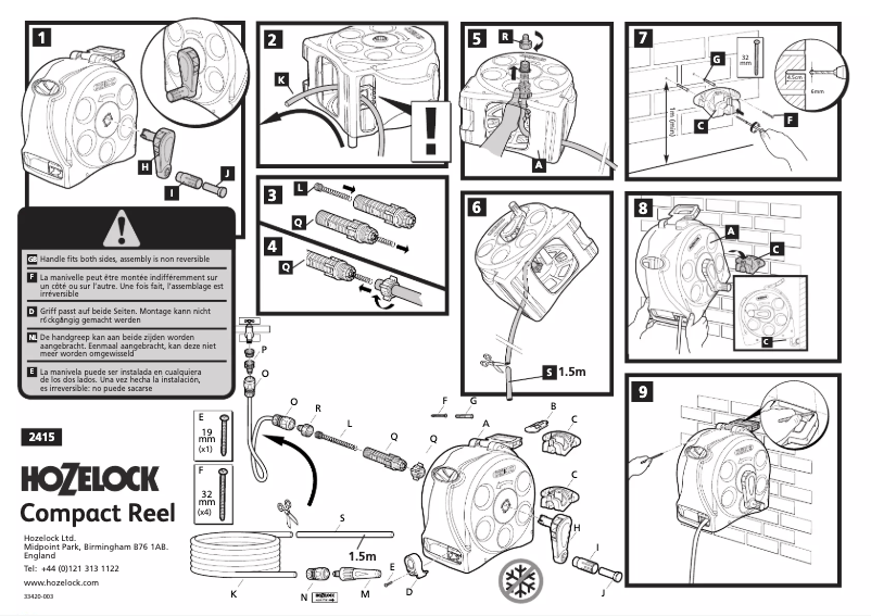 Page 1 de la notice Manuel utilisateur Hozelock Compact Reel