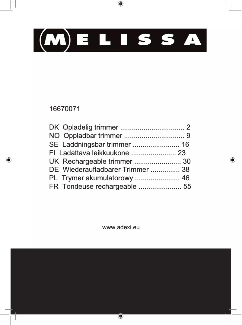 Page n°1 - Manuel utilisateur Melissa 16670071