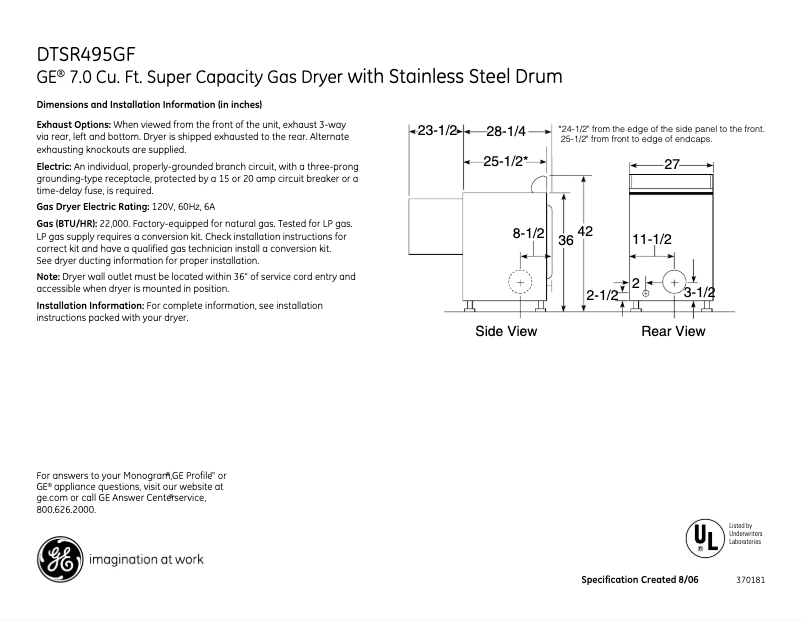 Imagen de la primera página del manual del dispositivo DTSR495GFGG
