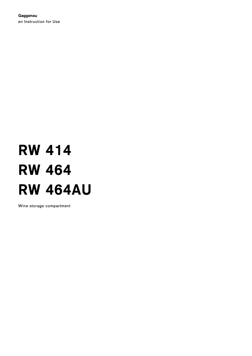Page n°1 - Manuel utilisateur Gaggenau RW464301