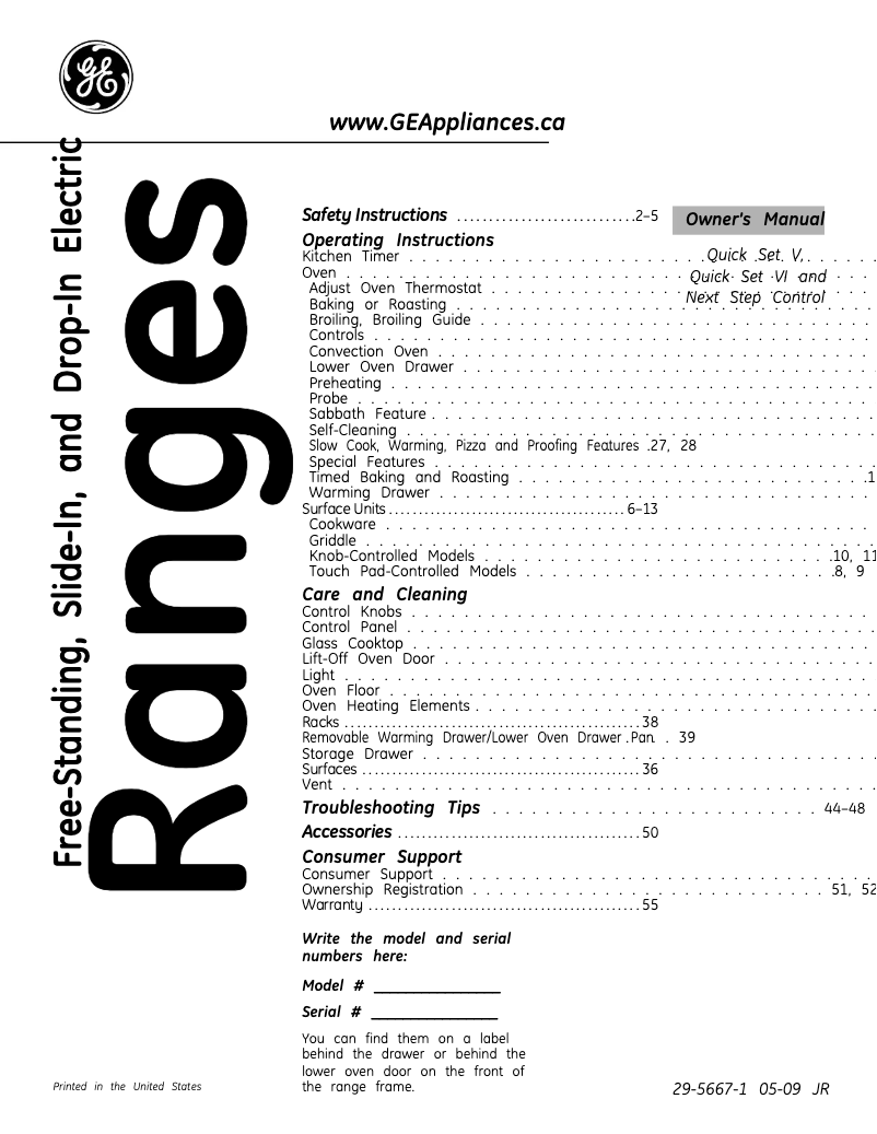 Page 1 de la notice Manuel utilisateur GE PCB900SPSS