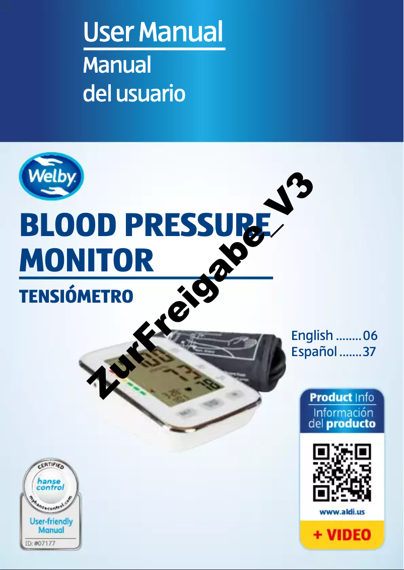 Page 1 de la notice Manuel utilisateur Welby Upper Arm Blood Pressure Monitor ABO 523