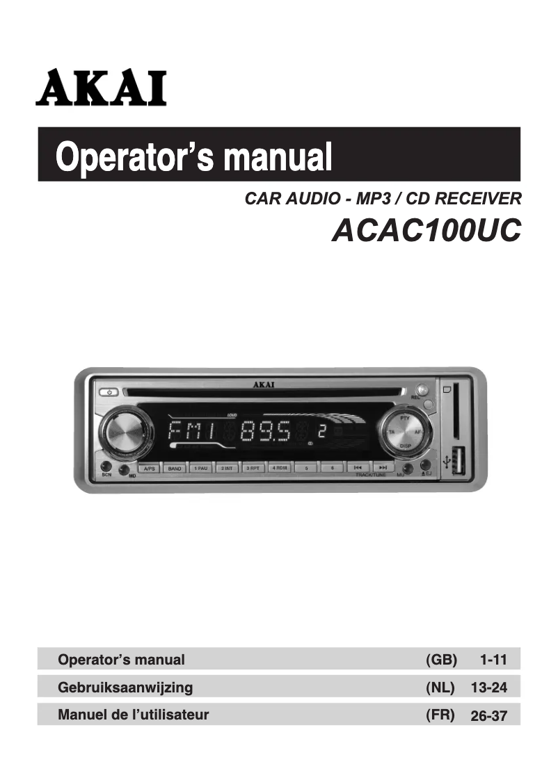 Page n°1 - Manuel utilisateur AKAI ACAC100UC