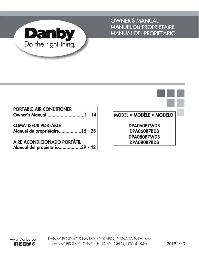 Página 1 del manual Manual de usuario Danby DPA060B7WDB
