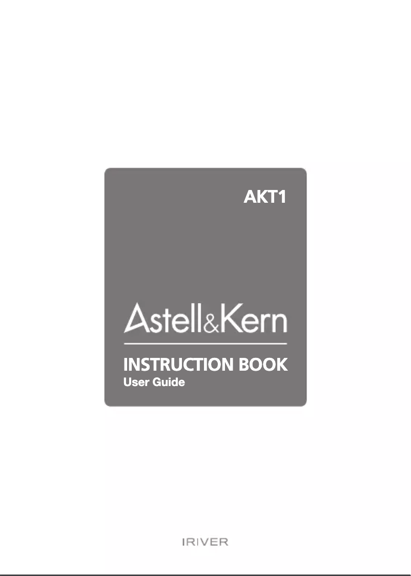 Page 1 de la notice Manuel utilisateur Astell&Kern AK-T1