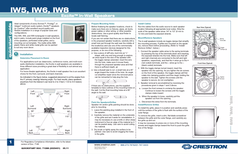 Page n°1 - Manuel utilisateur Crestron Excite IW8