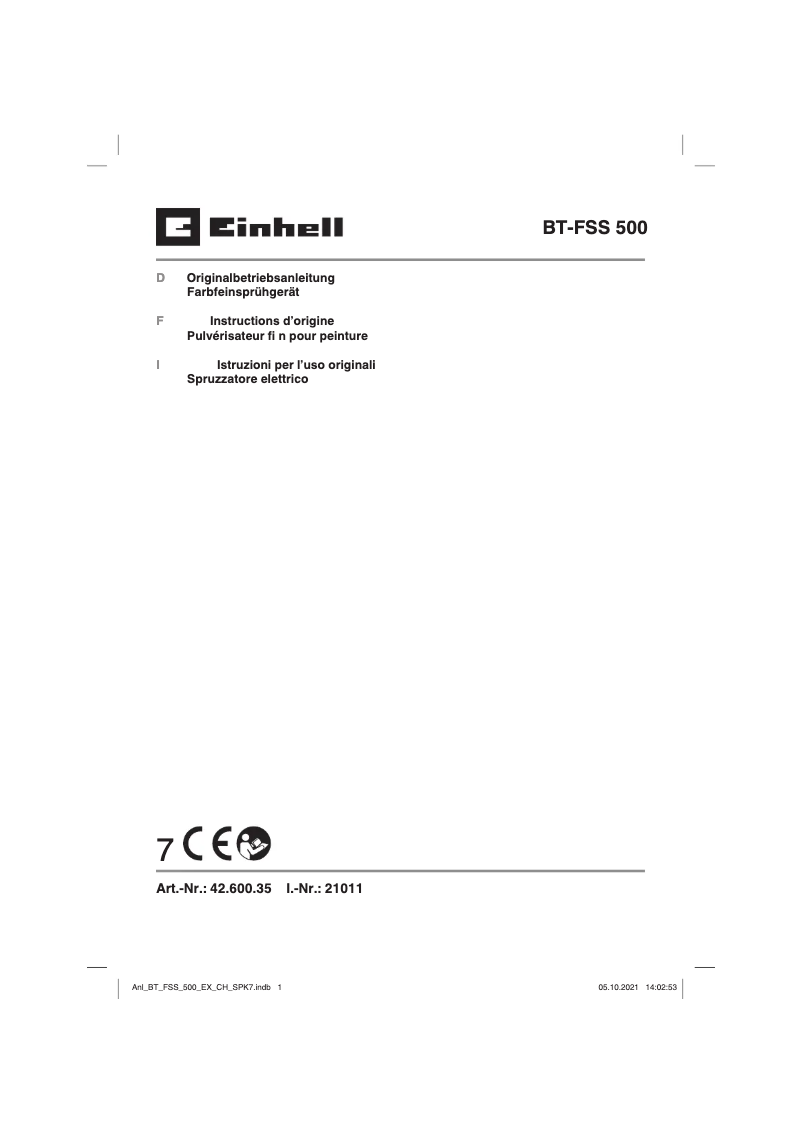Page n°1 - Manuel utilisateur Einhell BT-FSS 500