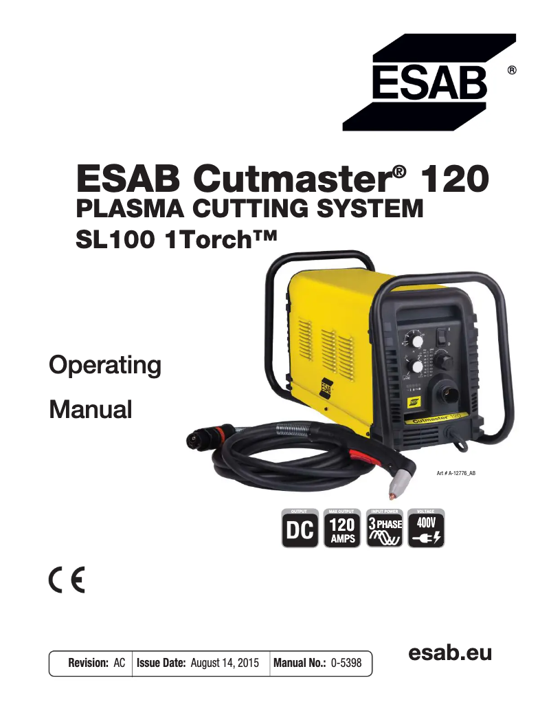 Page n°1 - Manuel utilisateur Esab Cutmaster 120