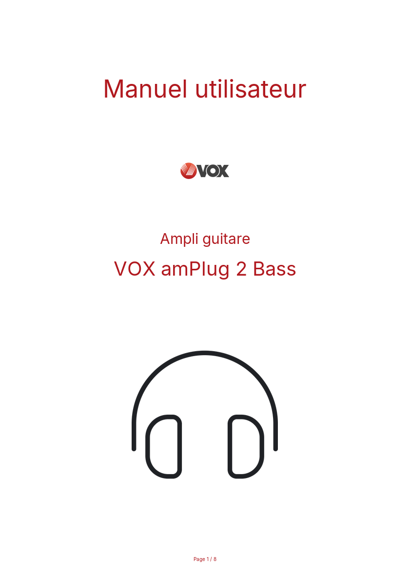 Page n°1 - Manuel utilisateur VOX amPlug 2 Bass