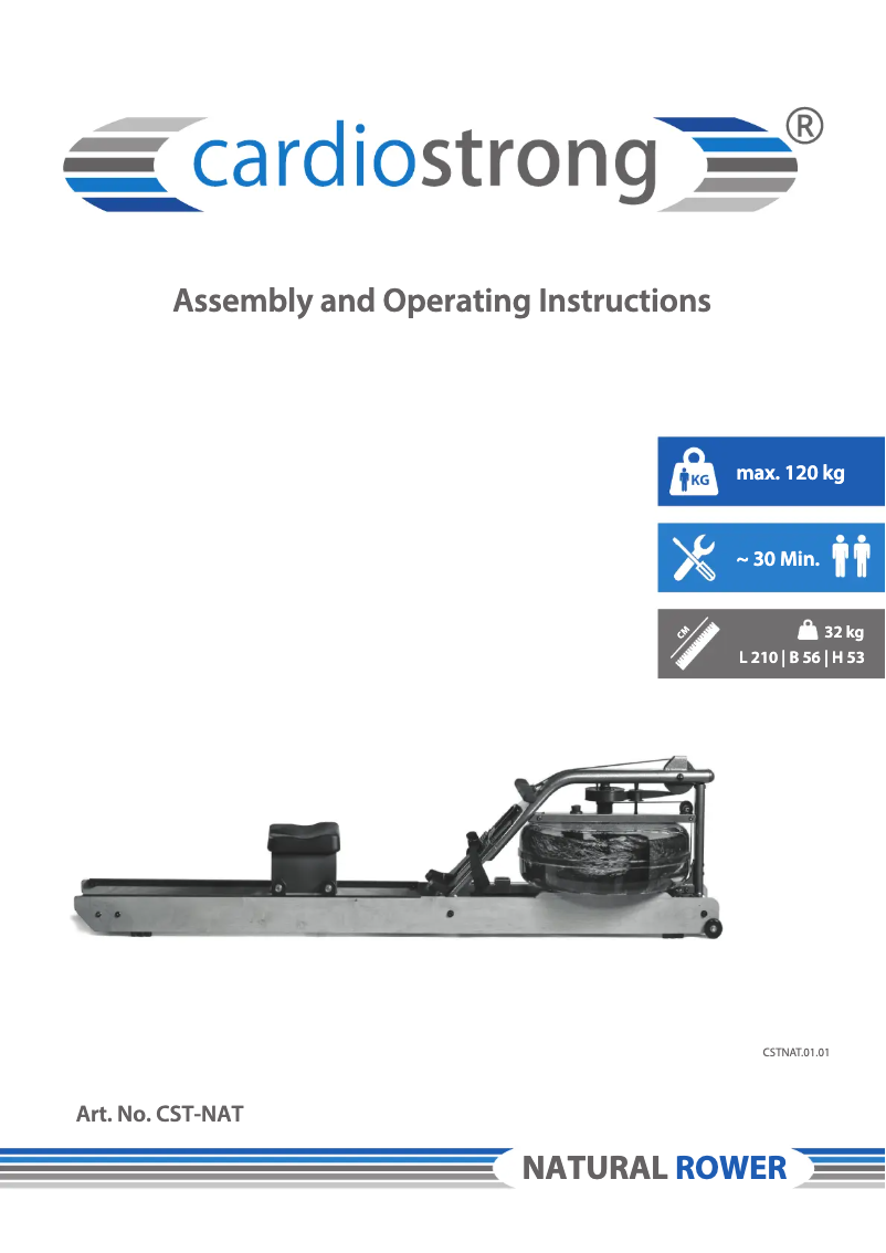 Page n°1 - Manuel utilisateur Cardiostrong Natural Rower
