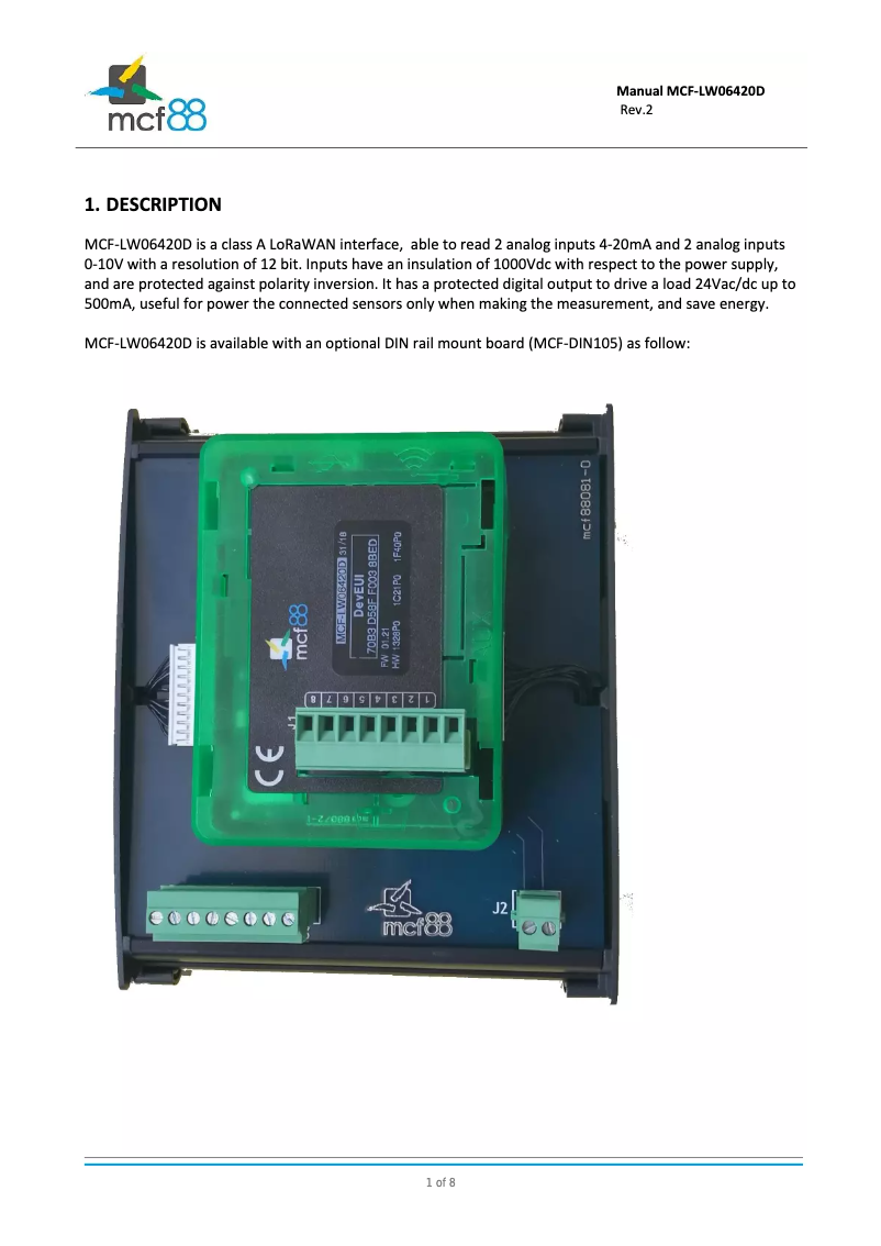 Imagen de la primera página del manual del dispositivo MCF-LW06420D