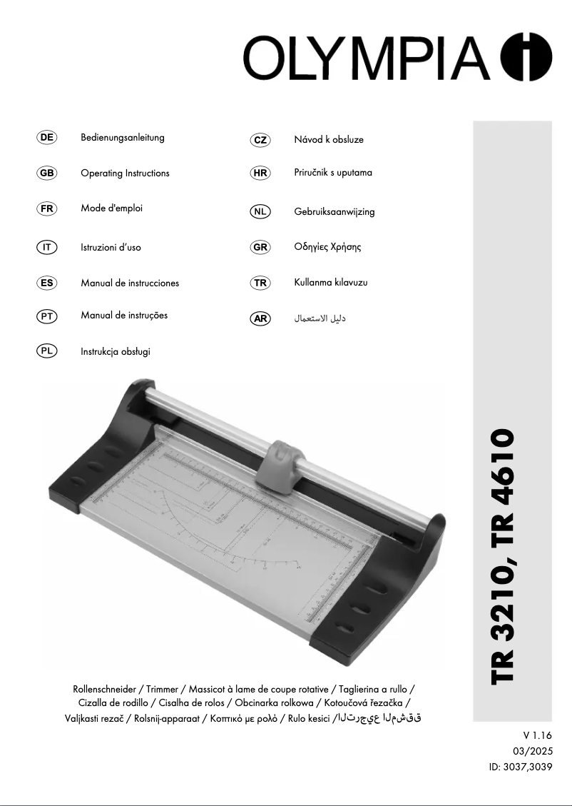 Page n°1 - Manuel utilisateur Olympia TR 4610