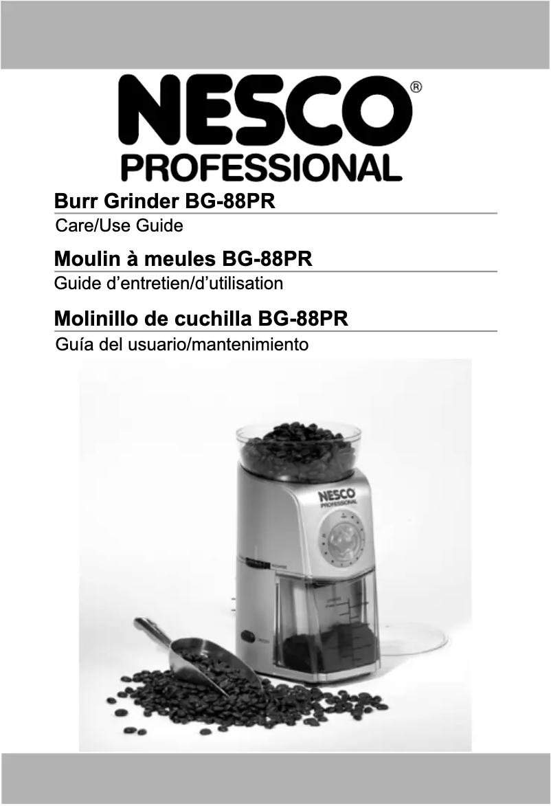 Page n°1 - Manuel utilisateur Nesco Burr Grinder BG-88PR