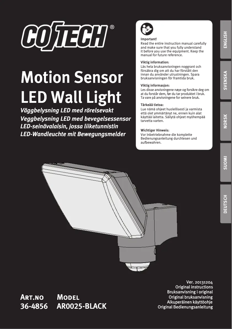 Page 1 of the manual User Manual Cotech AR0025
