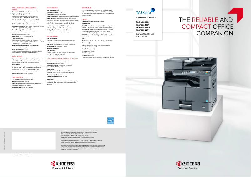 Page n°1 - Brochure Kyocera TASKalfa 2200