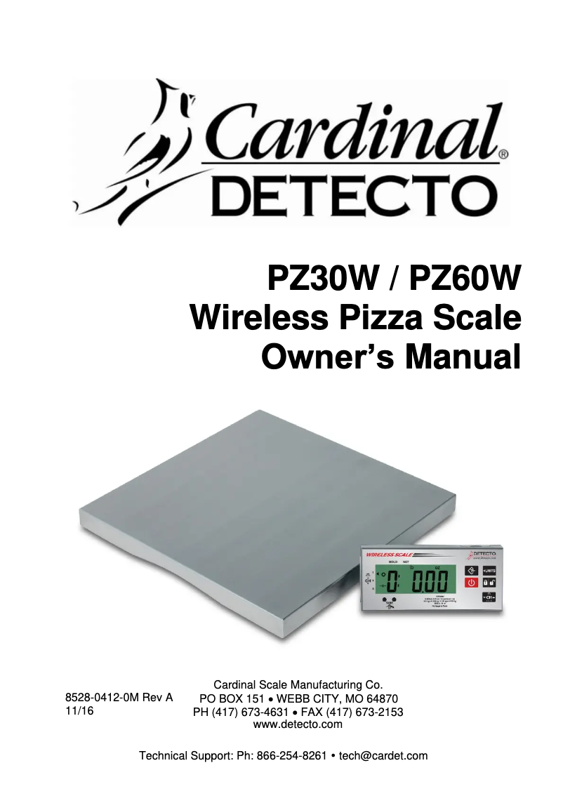 Page 1 de la notice Manuel utilisateur Cardinal Detecto PZ60W