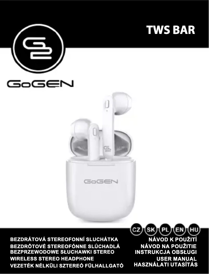 Page 1 de la notice Manuel utilisateur GoGen TWS  BAR