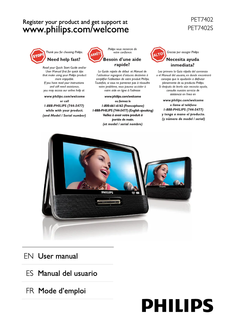 Image de la première page du manuel de l'appareil PET7402S