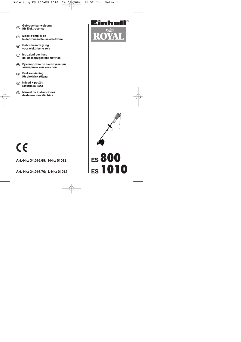 Image de la première page du manuel de l'appareil Royal ES 800