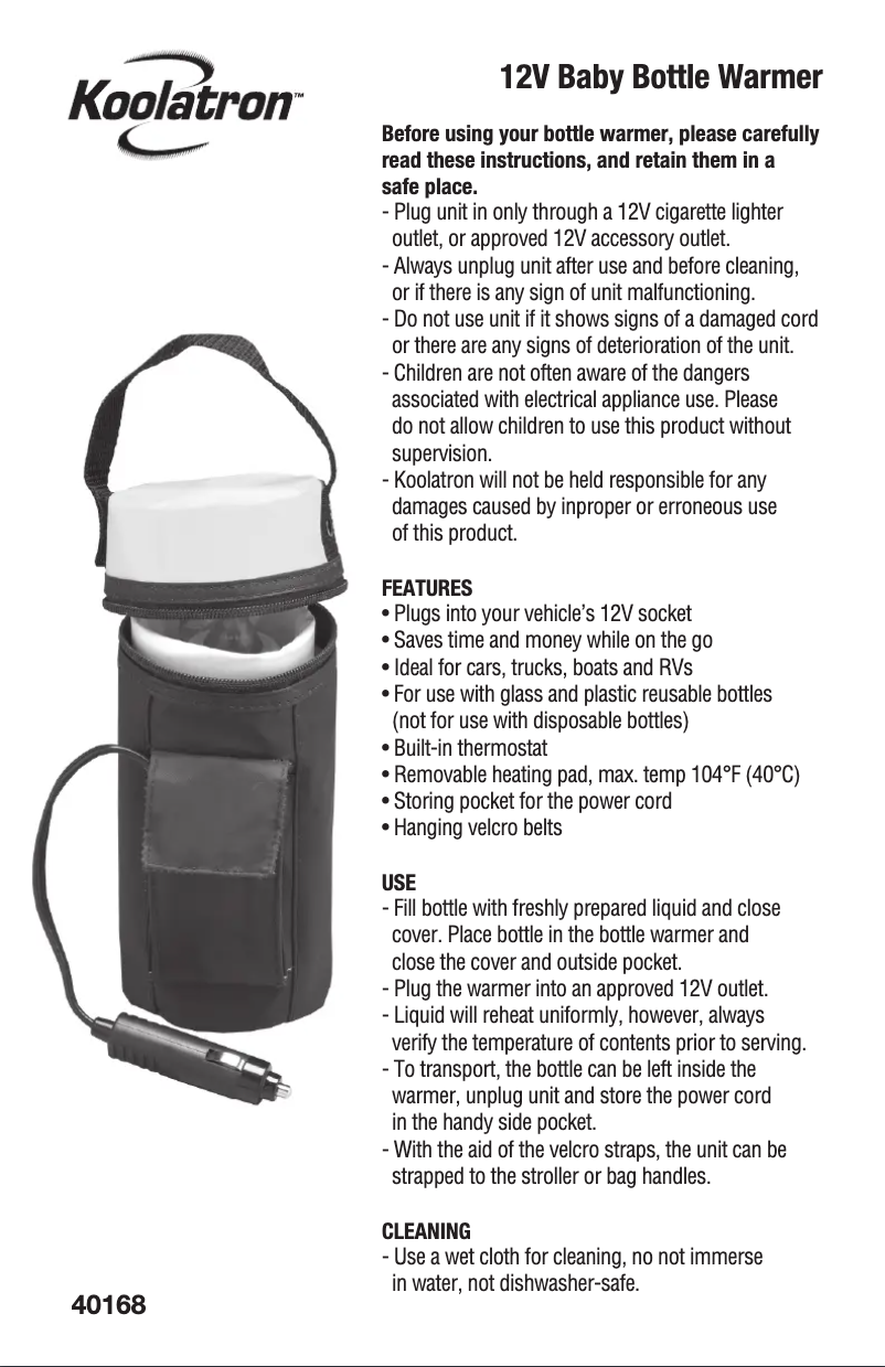 Página 1 del manual Manual de usuario Koolatron 40168