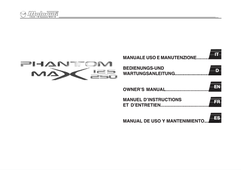 Imagen de la primera página del manual del dispositivo Phantom Max 125