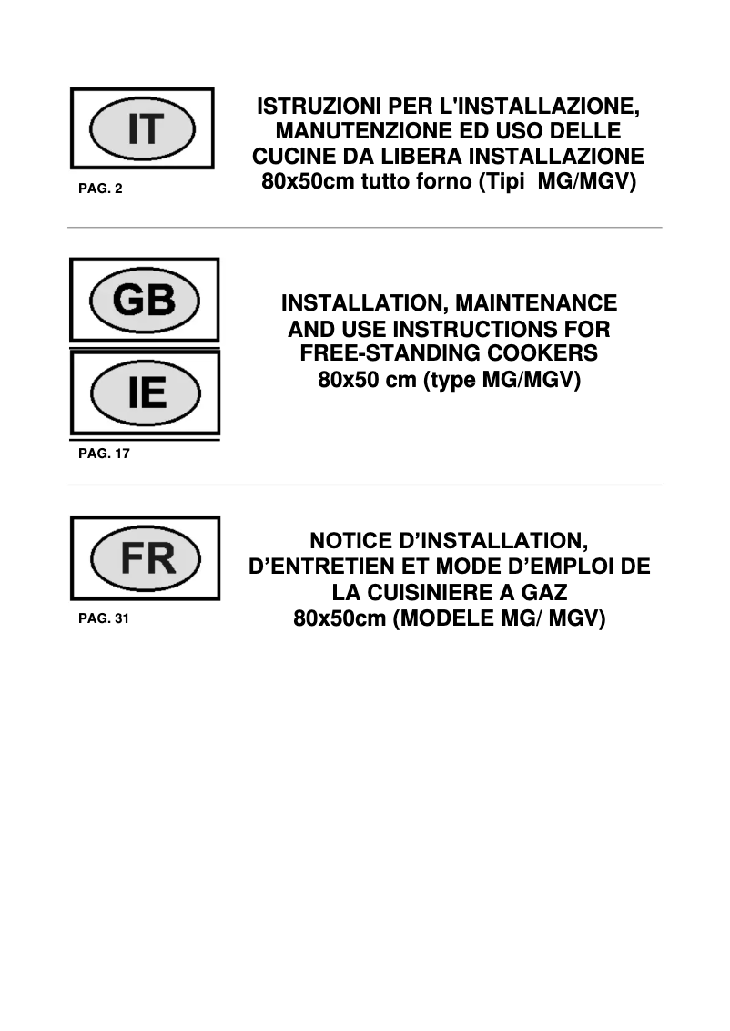 Page 1 de la notice Manuel utilisateur La Germania FTR855EXV