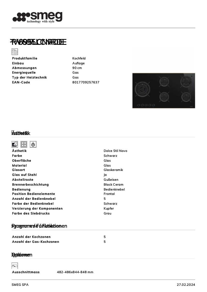 Page n°1 - Manuel utilisateur Smeg PV695LCNRDE