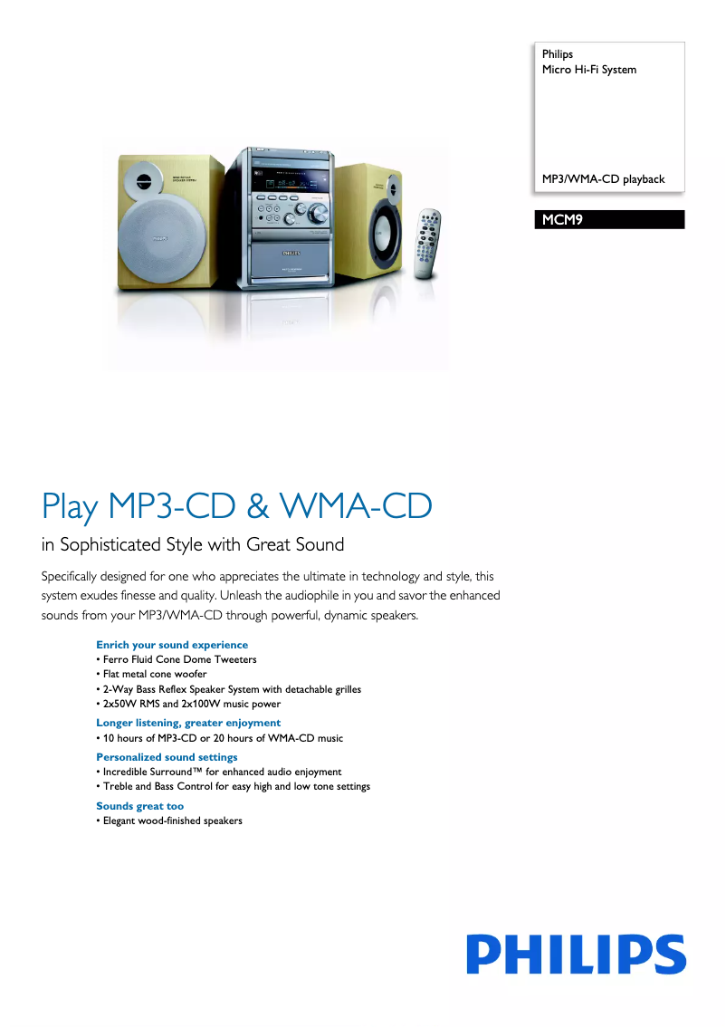 Página 1 del manual Folleto Philips MCM9