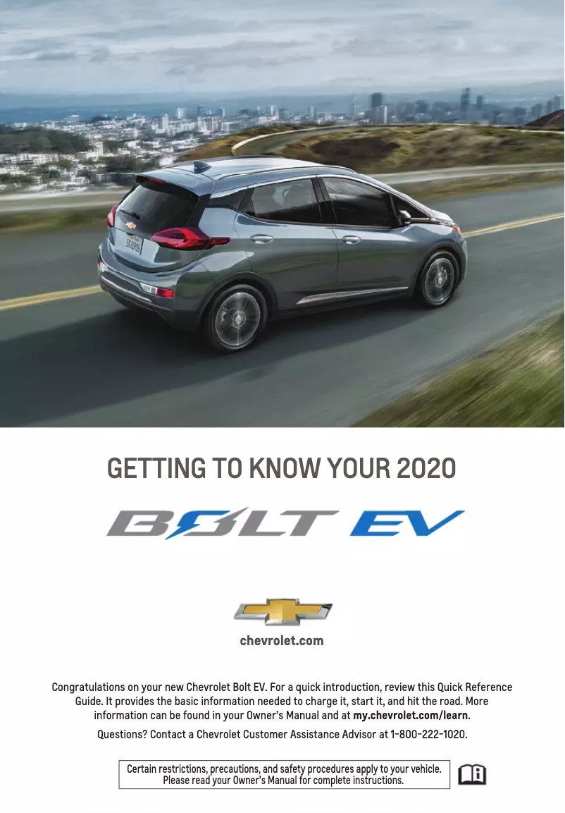 Page 1 de la notice Guide de démarrage rapide Chevrolet Bolt EV (2020)