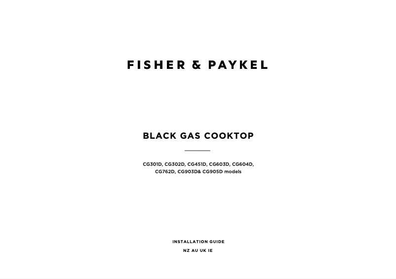Page n°1 - Guide d'installation Fisher & Paykel CG903DNGGB4