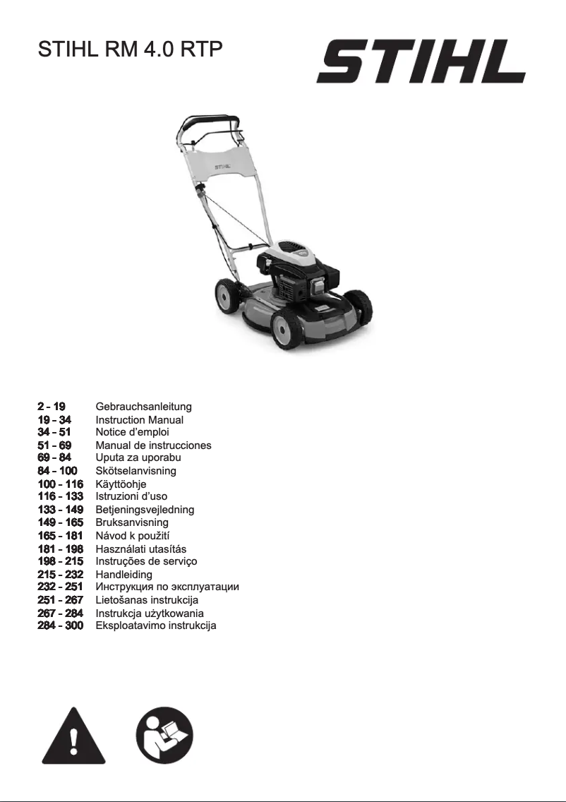 Page 1 de la notice Manuel utilisateur Stihl RM 4 RTP