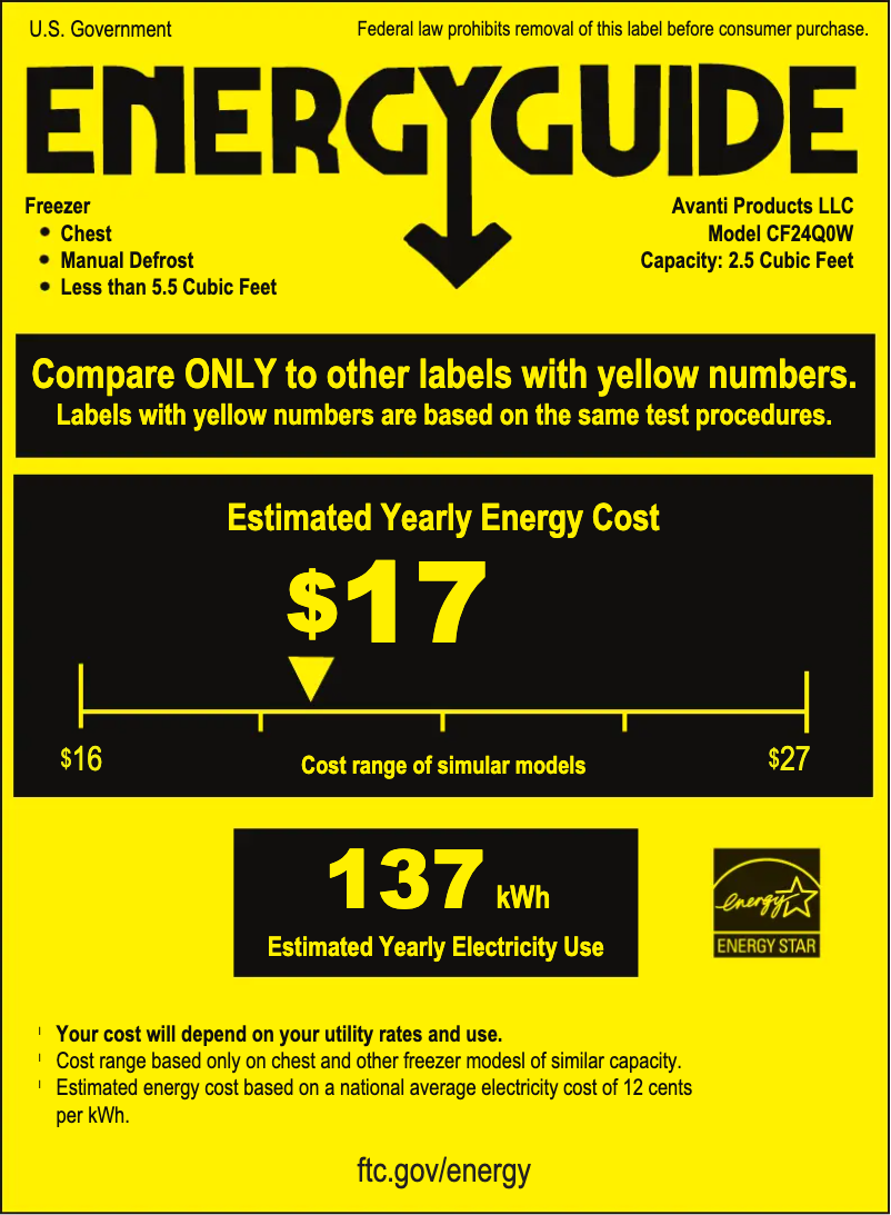 Page n°1 - Label énergétique Avanti CF24Q0W