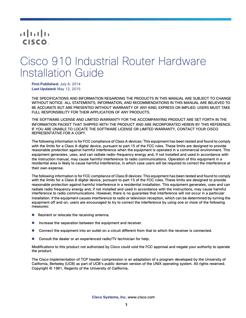 Page 1 de la notice Manuel utilisateur Cisco 910