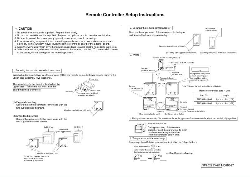 Page 1 de la notice Guide d'installation Daikin BRC944B2