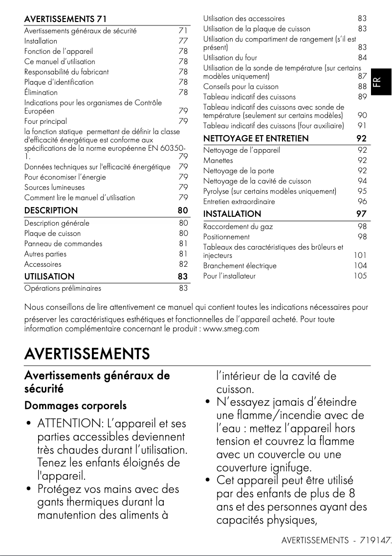 Page n°1 - Manuel utilisateur Smeg C92GPX2