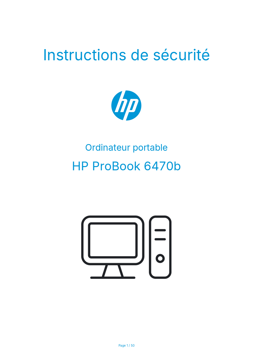 Image de la première page du manuel de l'appareil ProBook 6470b