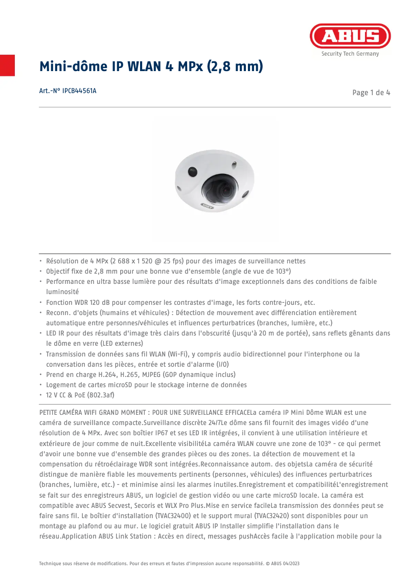 Image de la première page du manuel de l'appareil IPCB44561A