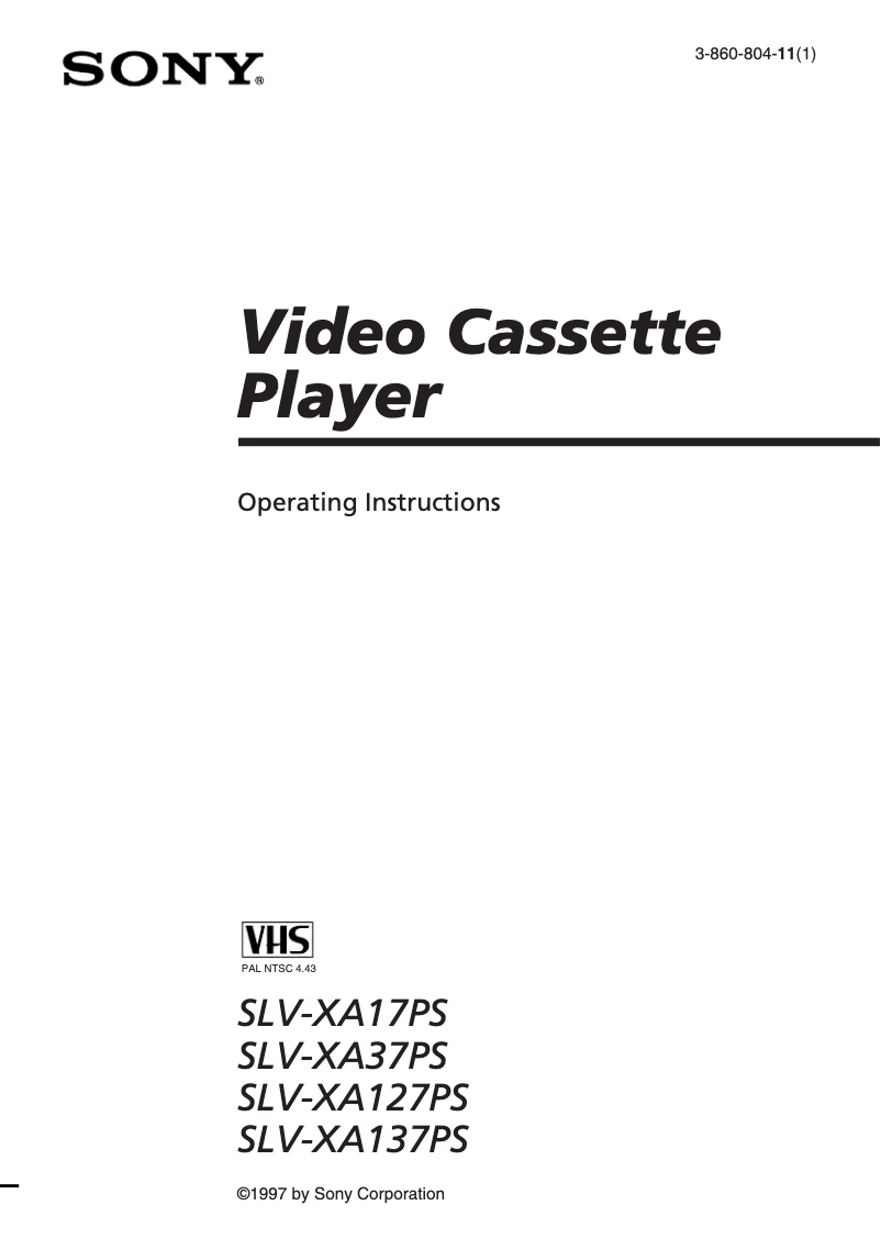 Page 1 de la notice Manuel utilisateur Sony SLV-XA37PS