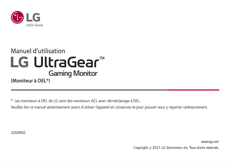 Página 1 del manual Manual de usuario LG UltraGear 32GP850