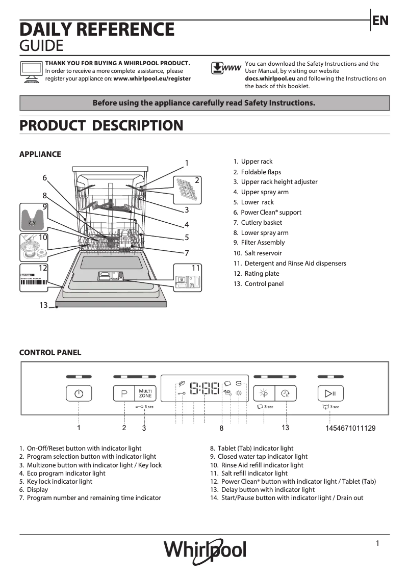 Page 1 de la notice Manuel utilisateur Whirlpool WBC 3C34 P X